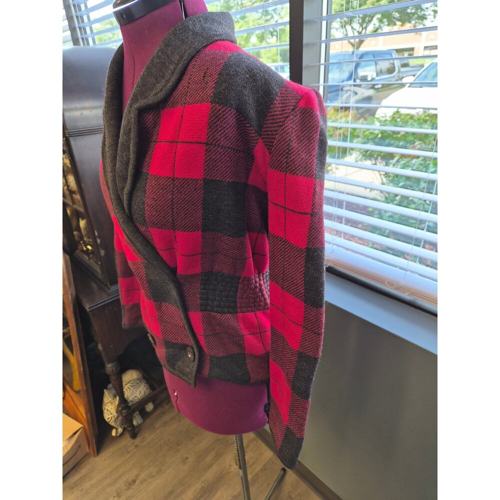 Vintage Valentino Plaid Wool Cardigan Jacket Italy 38 - Picture 2 of 7